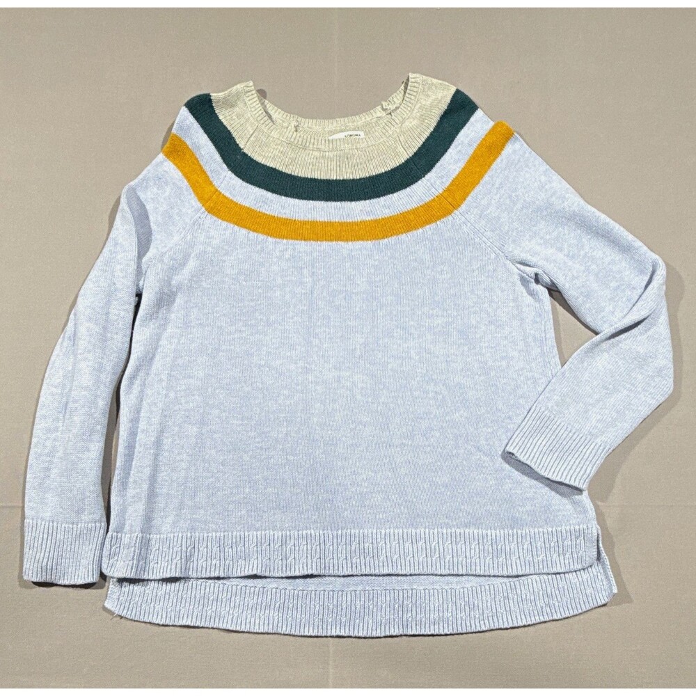Sonoma Womens XL Light Blue Striped Crew Neck Long Sleeve Knit Pullover